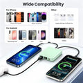 ummz Mini Portable Charger with Built-in 4 Cables，12000mAh Small Power Bank green