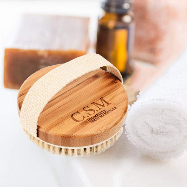 CSM Dry Body Brush - Natural Bristle Exfoliating Brush for Skin Renewal, Lymphatic Support and Circulation Boost - Sustainable Choice Dry Brushing