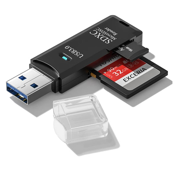 USB3.0 Micro SD Card Reader, 5Gbps 2-In-1 SD Card Reader to USB Adapter, Wansurs Memory Card Reader for SDXC, SDHC, MMC, RS-MMC, Micro SDXC, Micro