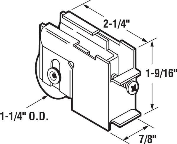 Prime-Line D 1611 Steel Ball Bearing Sliding Door Roller Assembly, 1-1/4 in. Diameter, for Peachtree Citation Doors (Single Pack)