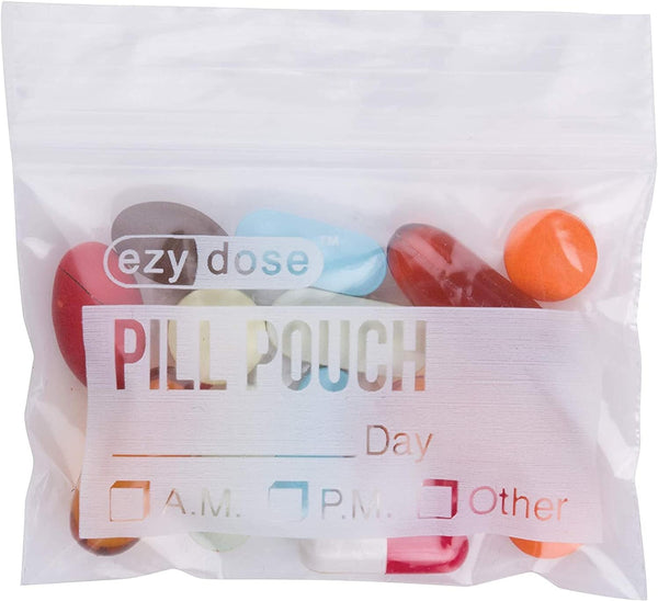 EZY DOSE Disposable Pill, Vitamin, and Daily Medicine Organizer Pouches, Zippered Seal Baggies, Pocket Sized and Travel Friendly, Easy to Use,