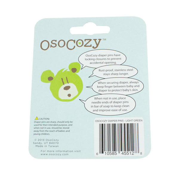 OsoCozy Diaper Pins - (Light Green) - Sturdy, Stainless Steel Diaper Pins with Safe Locking Closures - Use for Special Events, Crafts or Colorful