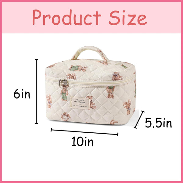 uekeboag Large Travel Quilted Makeup Bag for Women (03White-Bear) 1Pc 03 White Bear