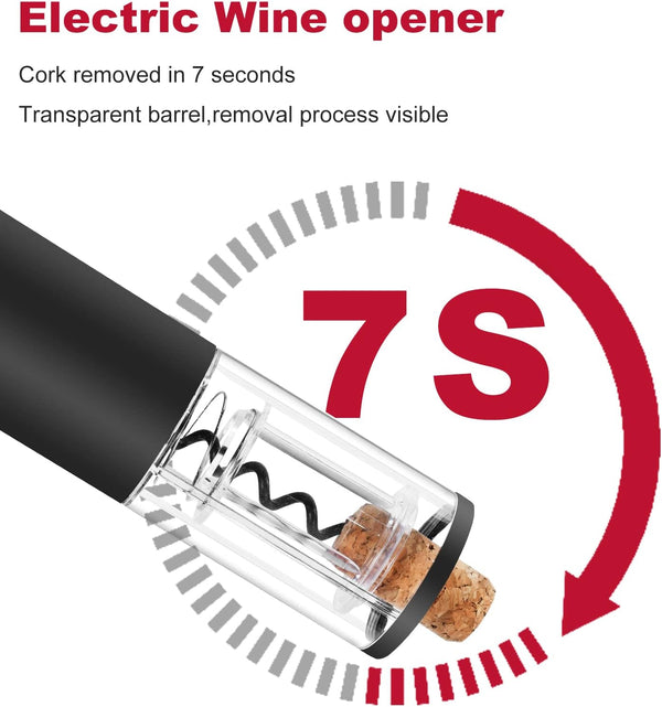 Electric Wine Opener, Automatic Corkscrew with Foil Cutter, Cool Home Kitchen Gadget, Wine Accessory for Wine Lovers, House Warming Gift, Party