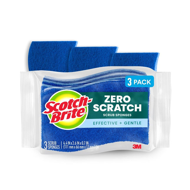 Scotch-Brite Zero Scratch Scrub Sponge, 3 Kitchen Sponges for Cleaning around th