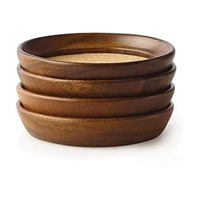 Kamenstein 4 Piece Set, Natural Acacia Wood and Cork Stackable Coasters, Set of 