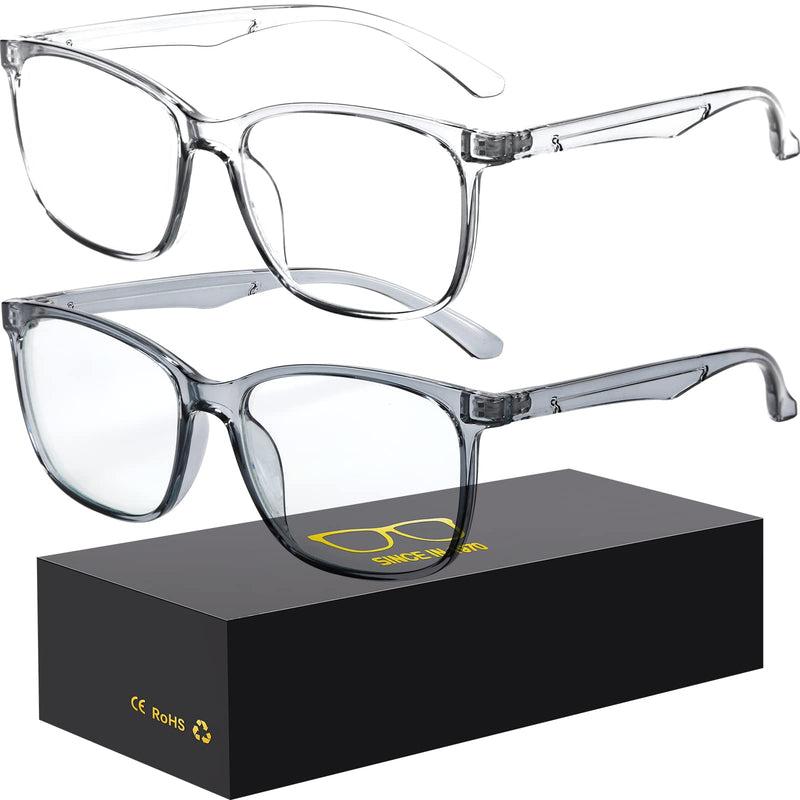 Oilway Blue-Light Blocking Glasses Computer Reading/Gaming/TV/Phones Glasses Fashion Anti Eyestrain Glasses for Women Men（A4 Gray + Transparent）