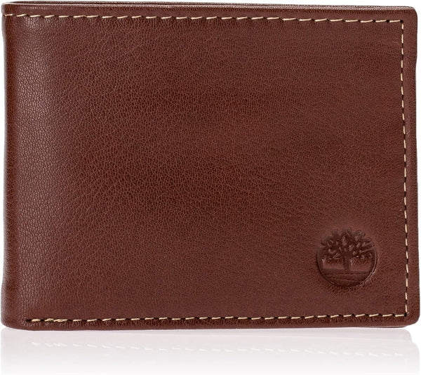 Timberland Men'S Leather Passcase Trifold Wallet Hybrid, Cognac (Hundson), One Size