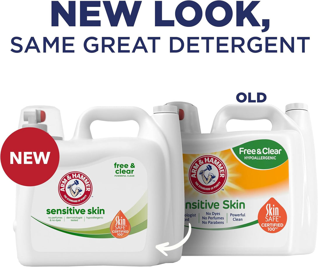 ARM & HAMMER Sensitive Skin Free Clear, 140 Loads Liquid Laundry Detergent, 140 Fl Oz