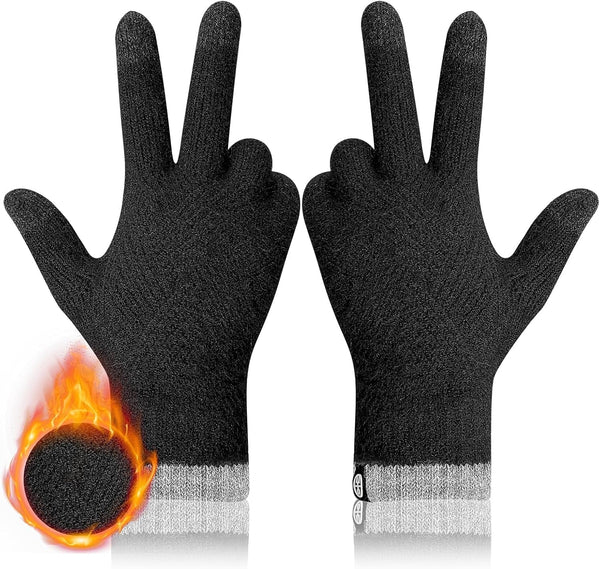Winter Gloves for Women Warm Touch Screen Friendly Thermal Knit Elastic Soft Wool Glove for Cold Weather
