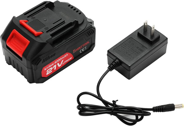 21V Lithium Battery - 4.0 Ah Battery with Charger Adapter Led Indicator Compatible with Leaf Blower