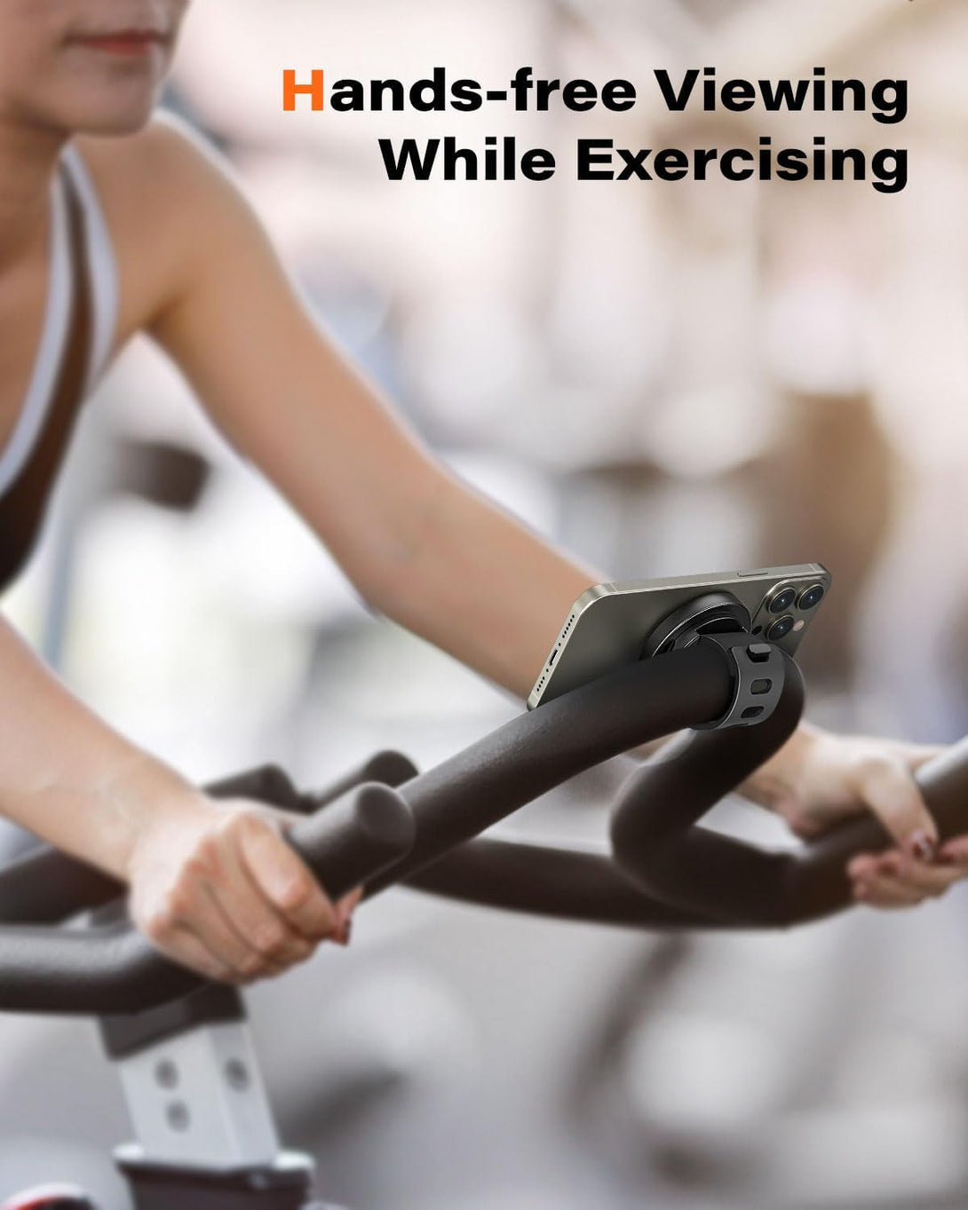 A2C Gym Fitness Phone Mount for Magsafe - 17 N52 Strong Magnets Stable and Secure Phone Mount with Adjustable Strap, Compatible with Gym Equipment, Stroller, Shopping Cart, Exercise Bikes