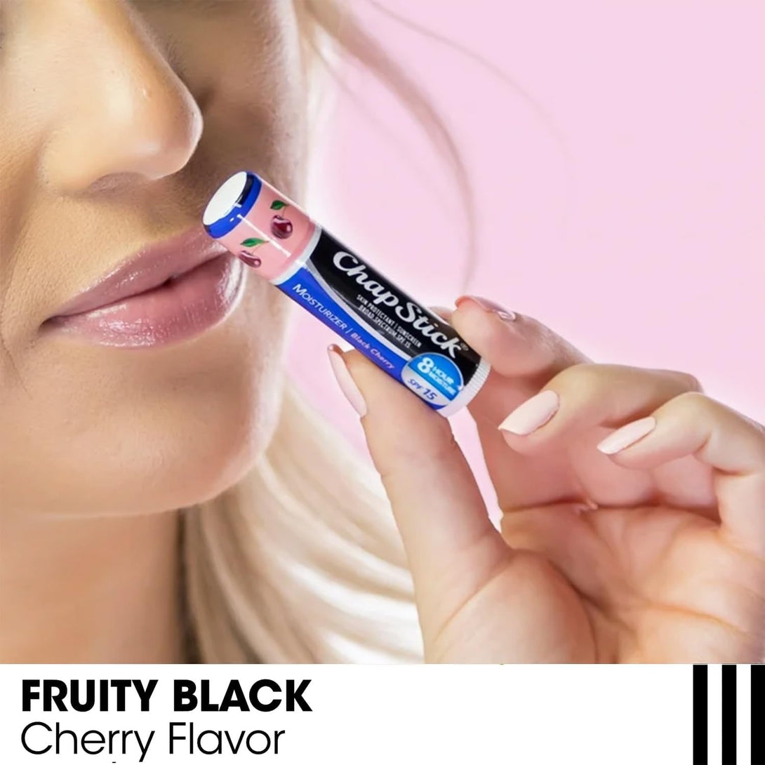Chapstick Moisturizer 2-In-1 Lipcare SPF 15, Original, Black Cherry, Cool Mint, 3-Pack – Sunscreen Lip Balm with Aloe Vera and Vitamin E, 0.15 Oz Ea