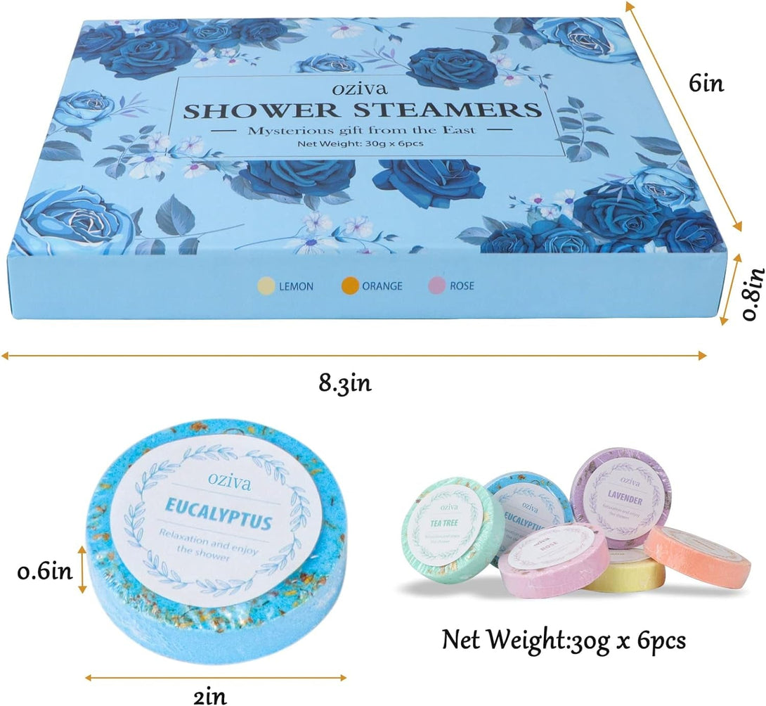 Shower Steamers- Box of 6 Premium Shower Bombs with Essential Oils. Self Care Gifts for Women and Teens Holiday Gifts for Women.