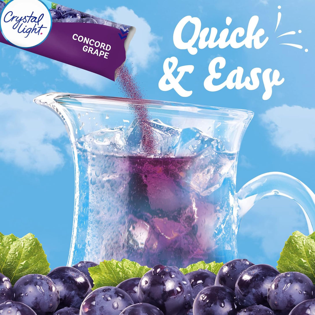 Crystal Light Concord Grape Artificially Flavored Powdered Drink Mix, 6 Ct Pitcher Packets