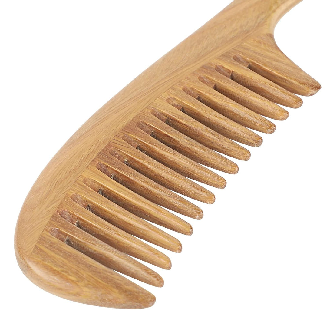 Onedor Handmade 100% Natural Green Sandalwood Hair Combs - Anti-Static Sandalwood Scent Natural Hair Detangler Wooden Comb (Wide Tooth),1 Count (Pack of 1)