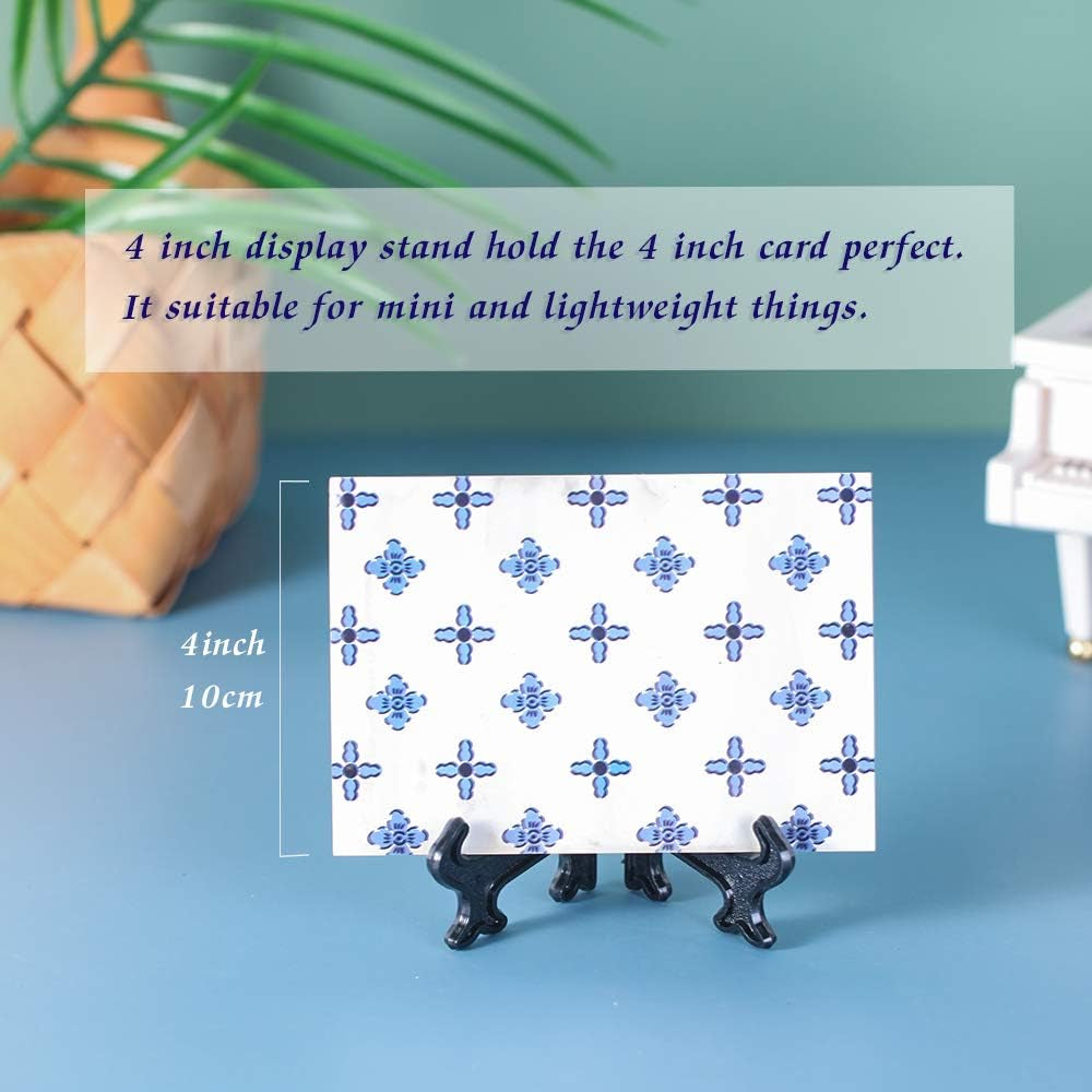 Artliving 4 Inch Black 12Pcs/Set Plastic Easels Plate Display Stands Picture Frame Stand Holder