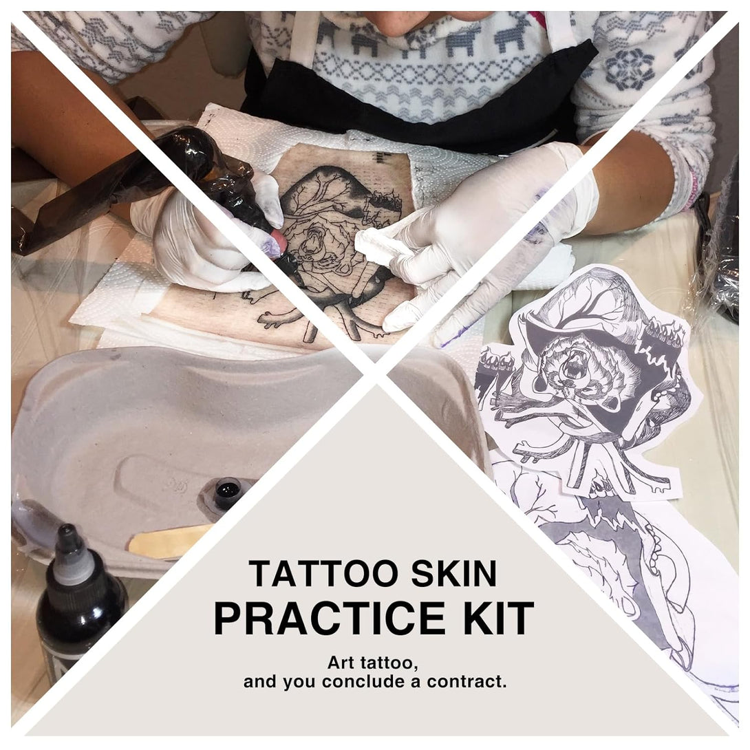 Tattoo Practice Skin with Transfer Paper, Urknall 30PCS Fake Skin and Tracing Paper Kit Including 10PCS Double Sided Skin and 20PCS Stencil Paper for Tattoo Practice Tattoo Supplies