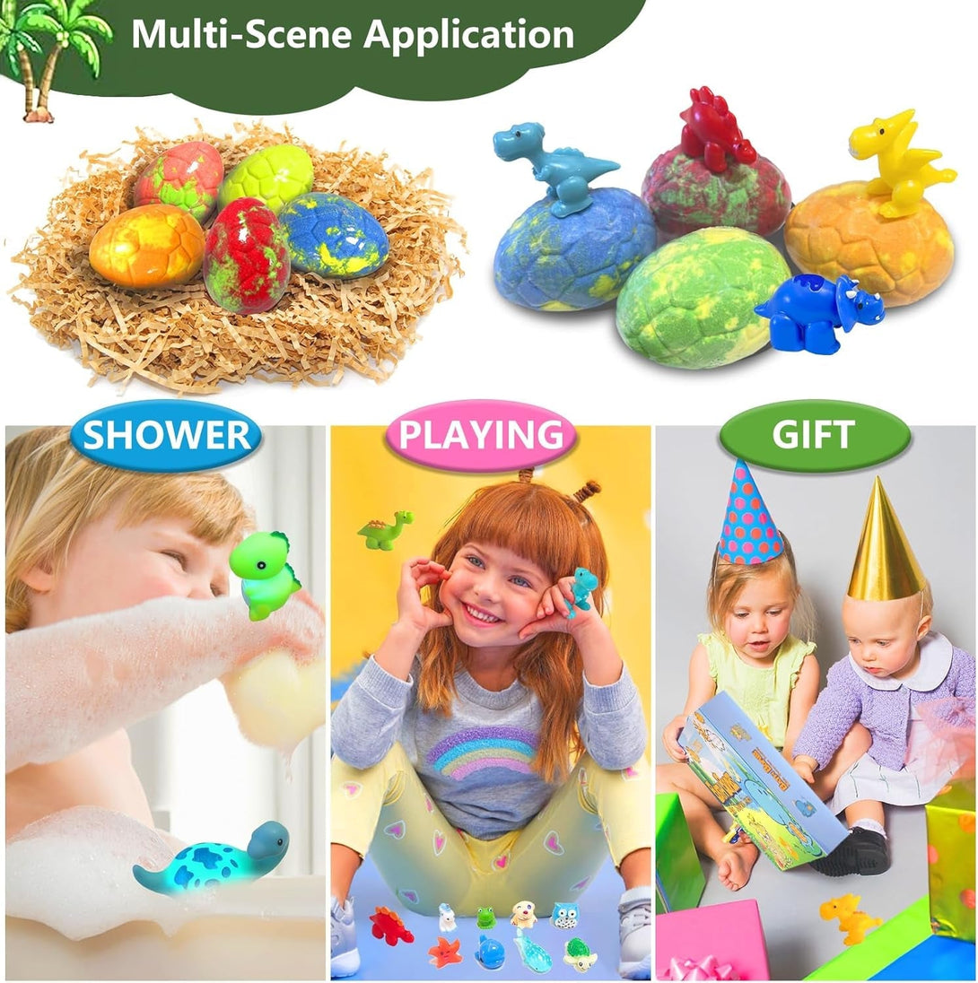 Bath Bombs for Kids with Surprise Inside, 20 Pack Kids Bath Bombs Gift Set for for Boys Girls, Dino Egg Bath Bomb Gentle Bubble Kit with 2Pcs Dinosaur Bath Toy for Birthday, Christmas, Easter