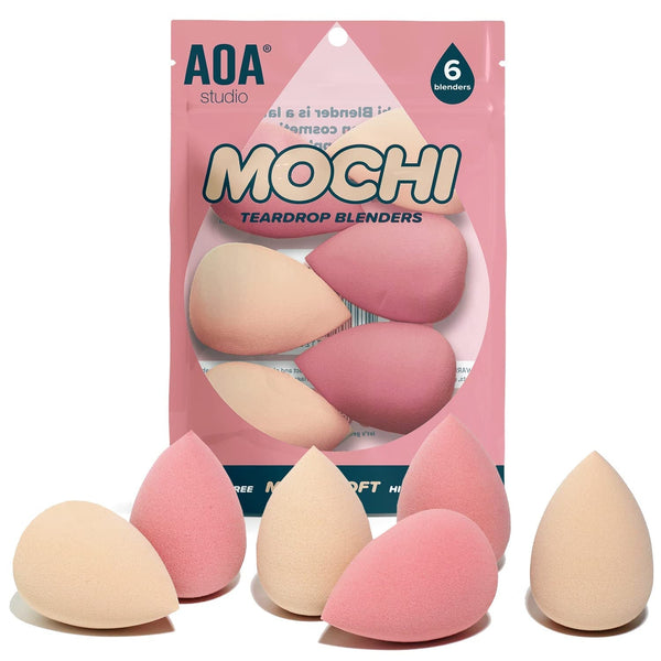AOA Studio Collection Makeup Mochi Sponge Set Makeup Blender Latex Free and High-Definition Set of 6 Makeup Blender for Powder Cream and Liquid Wonder Blender Beauty Cosmetic (6 Count)