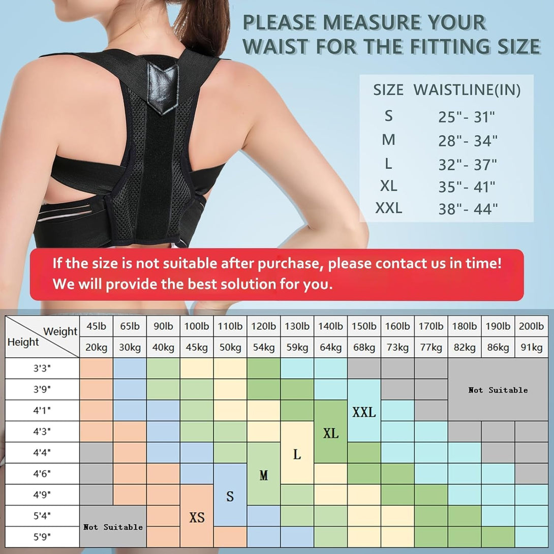 Back Brace Posture Corrector, Adjustable Posture Back Brace, Men/Women Back Posture Corrector, Upper and Lower Back Pain Relief - Scoliosis, Hunchback, Spine Corrector (L)