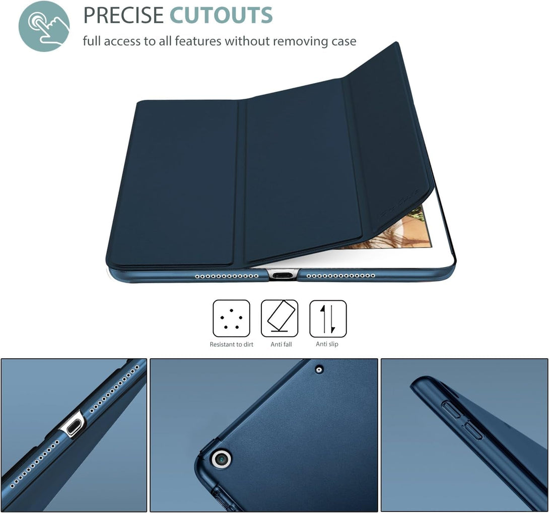 Procase Smart Case for Ipad 9.7 Inch Ipad 6Th/5Th Generation Case 2018 2017(Model: A1893 A1954 A1822 A1823), Ultra Slim Lightweight Stand Case with Translucent Frosted Back Smart Cover -Navy