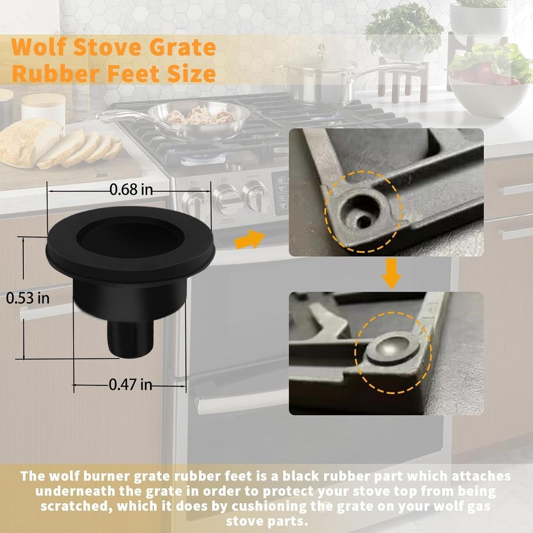 815689 Grate Rubber Feet for Wolf Range Stove CT Gas Cooktop, GR Series Gas Range Burner Grate Pad Range Parts Wolf Gas Cooktop Burner Grate Feet Bumpers Also Fit Other Brand Stove 4 Pack