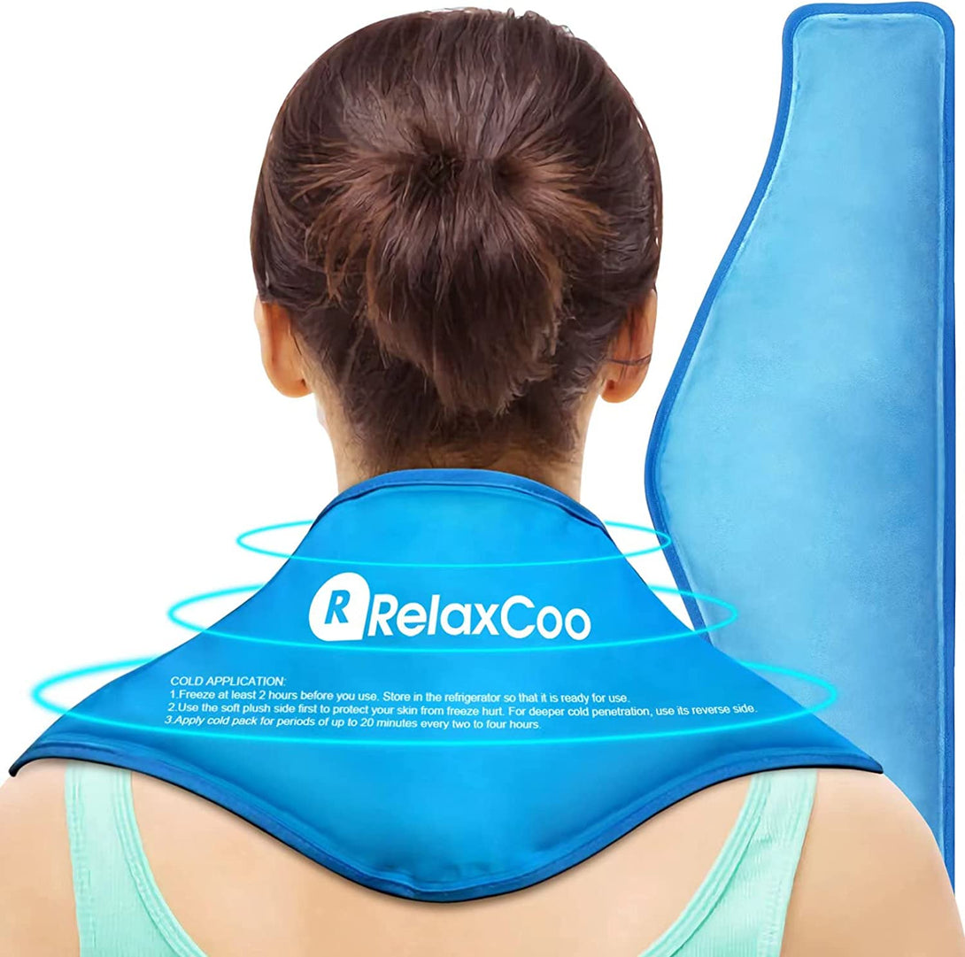 Neck Ice Pack Wrap, Reusable Gel Ice Pack for Neck Shoulders, Cold Compress Therapy for Pain Relief, Injuries, Swelling, Bruises, Sprains, Inflammation and Cervical Surgery Recovery