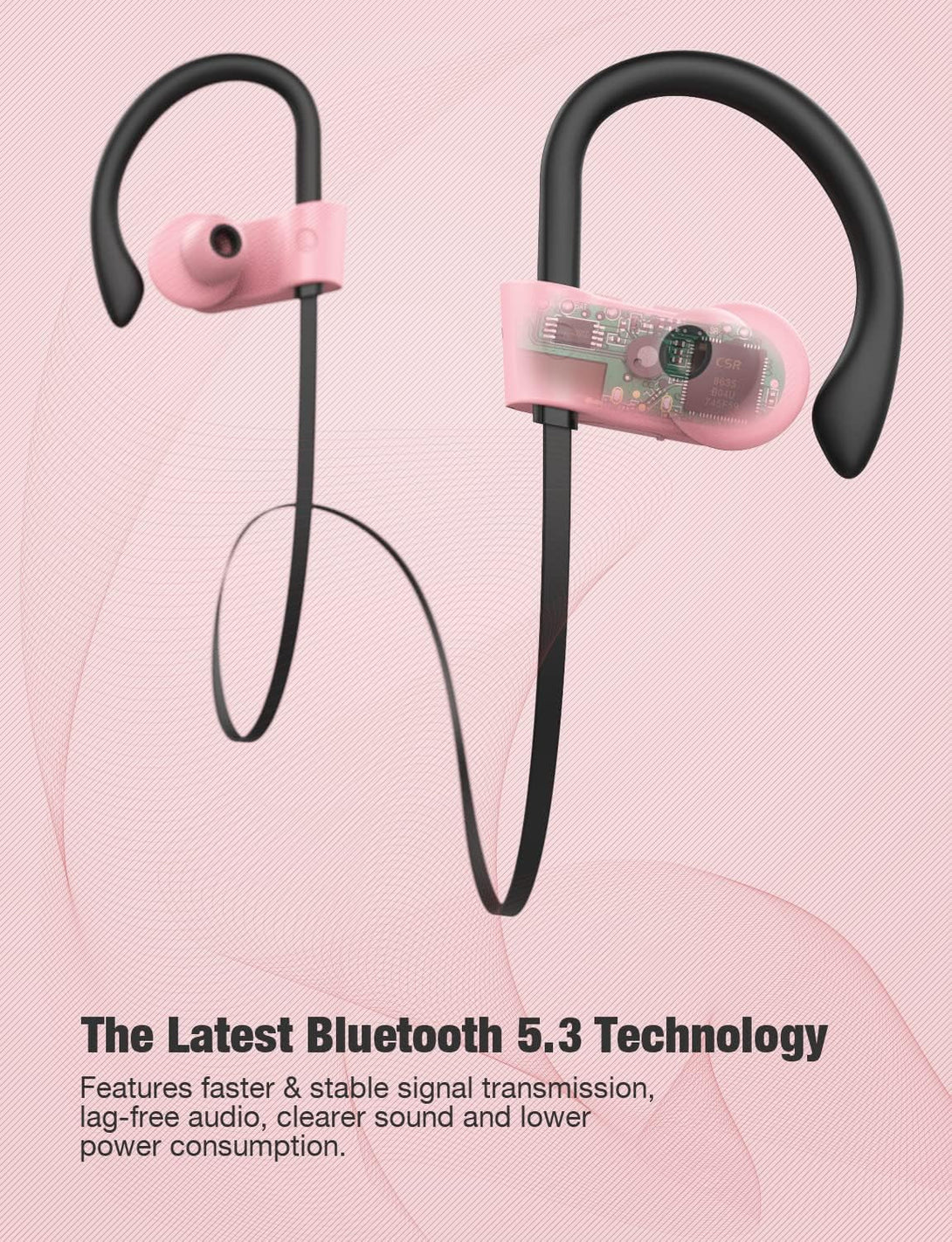 Otium Bluetooth Headphones Wireless Earbuds Headsets Wireless Earbuds Bluetooth Earphones IPX7 Waterproof 15 Hours Playtime Running Sports Workout