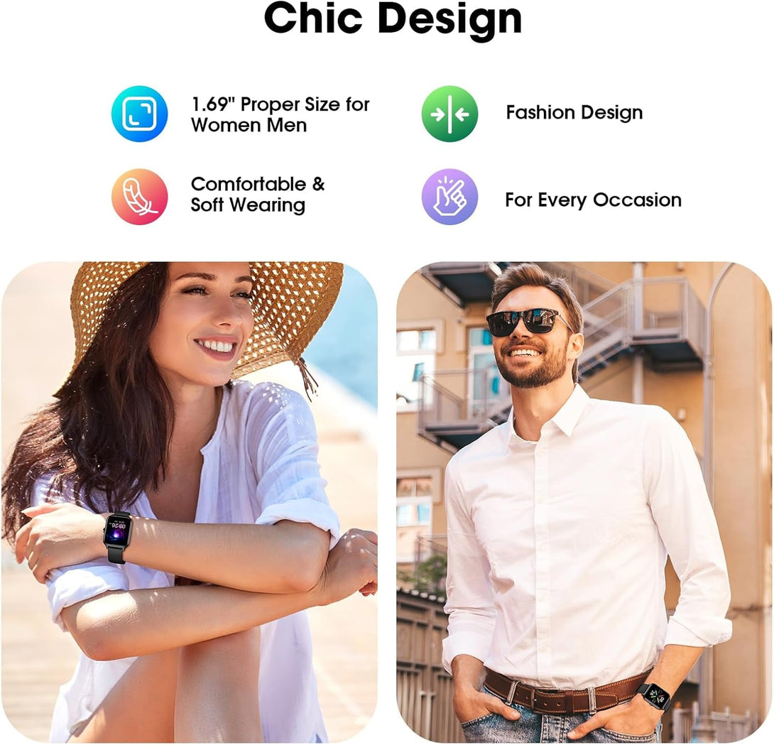 Smart Watch No App/Phone Required,42Mm Smartwatch for Women Men,Fitness Tracker Watch with Heart Rate Monitor,Sleep Tracker,Pedometer,Step Counter,Ip68 Waterproof, for Android Ios Phones