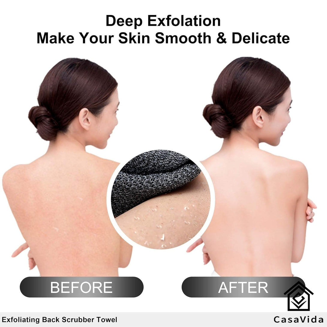 CASAVIDA Back Scrubber for Shower Nylon Bath Towel Washer Exfoliating Washcloth Rear Japanese Stretchable Strap Wash Cloth Body Exfoliation 2 Pack (Rose Pink + Lake Blue)