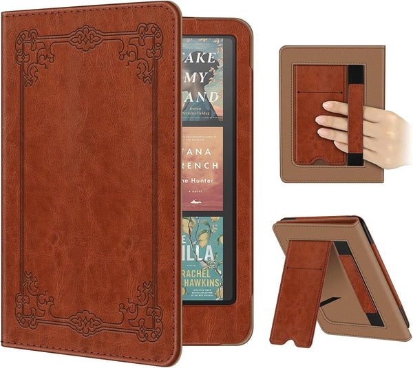 Fintie Case for 7"/6.8" Kindle Paperwhite(12Th/11Th Generation-2024/2021) and Kindle Colorsoft Signature Edition -Slim Foldable Stand Cover Auto Wake/Sleep for Paperwhite 2024, Vintage Brown