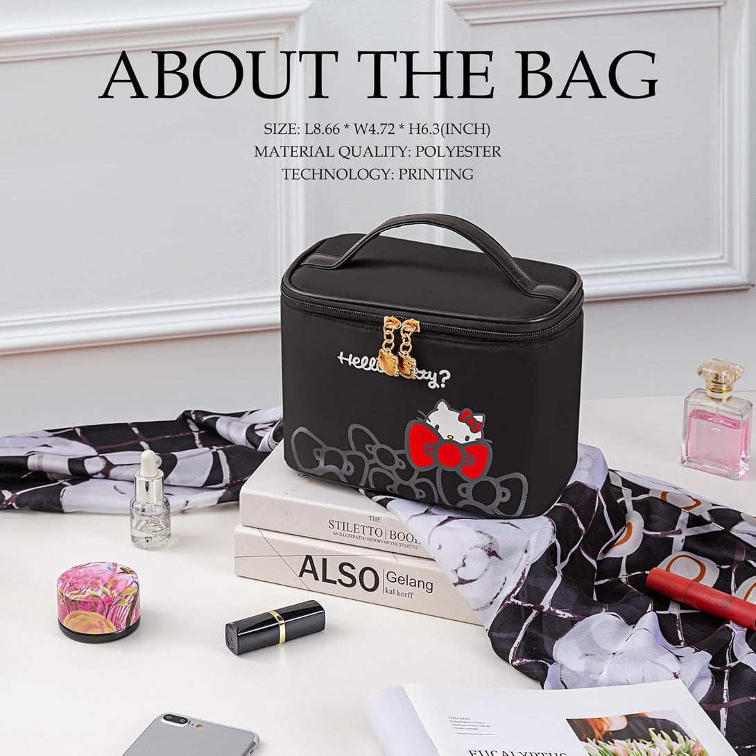 Ambealla Makeup Bag Large Waterproof Cosmetic Bags with Makeup Brush Holder, Cute Printed Makeup Organizer for Women Traveling,Portable Toiletry Bag for Girls