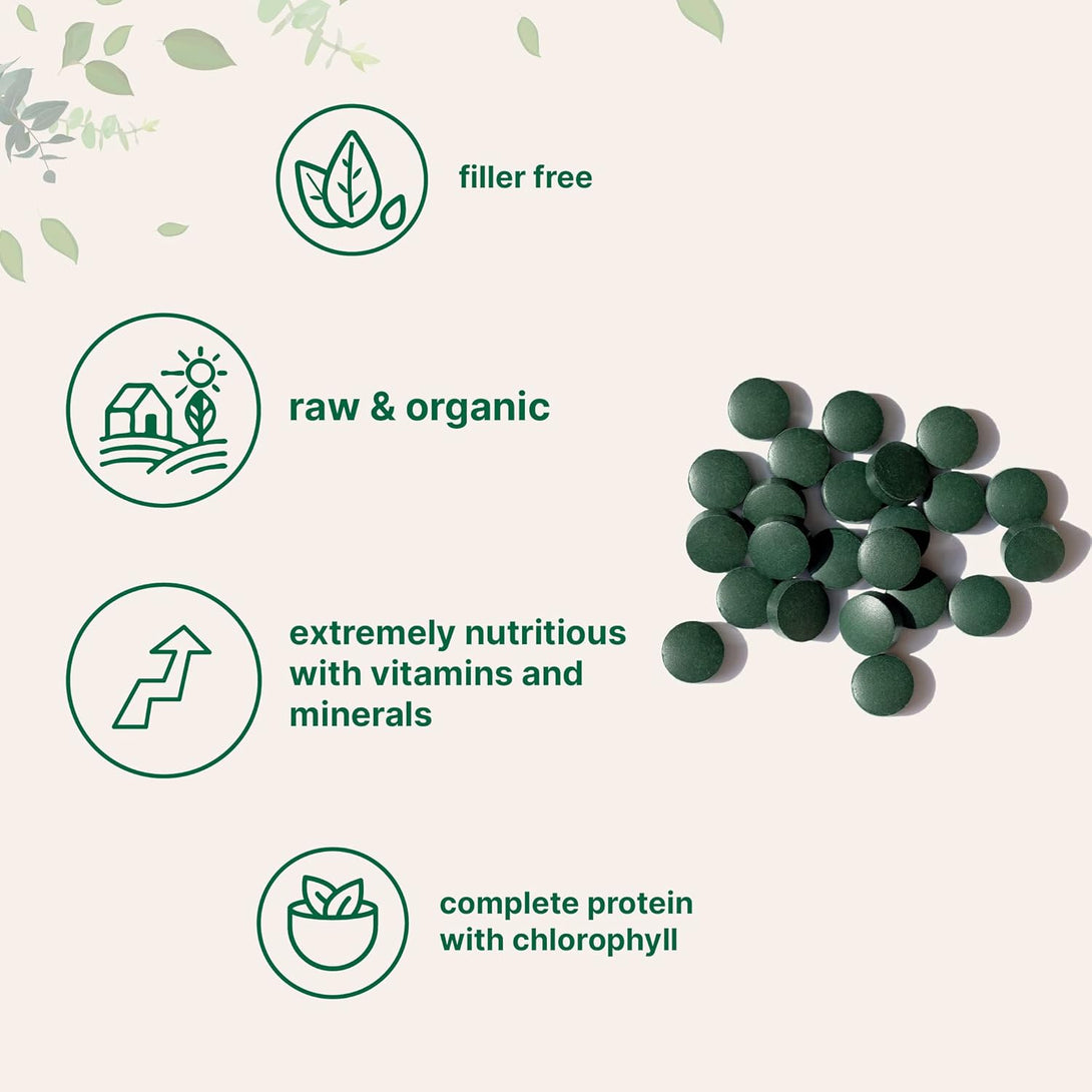 Micro Ingredients Organic Spirulina Supplement, 3000MG per Serving, 720 Tablets (4 Month Supply), No Filler & Non-Gmo, Rich in Vegan Protein, Vitamins & Prebiotics, Premium Spirulina Pills