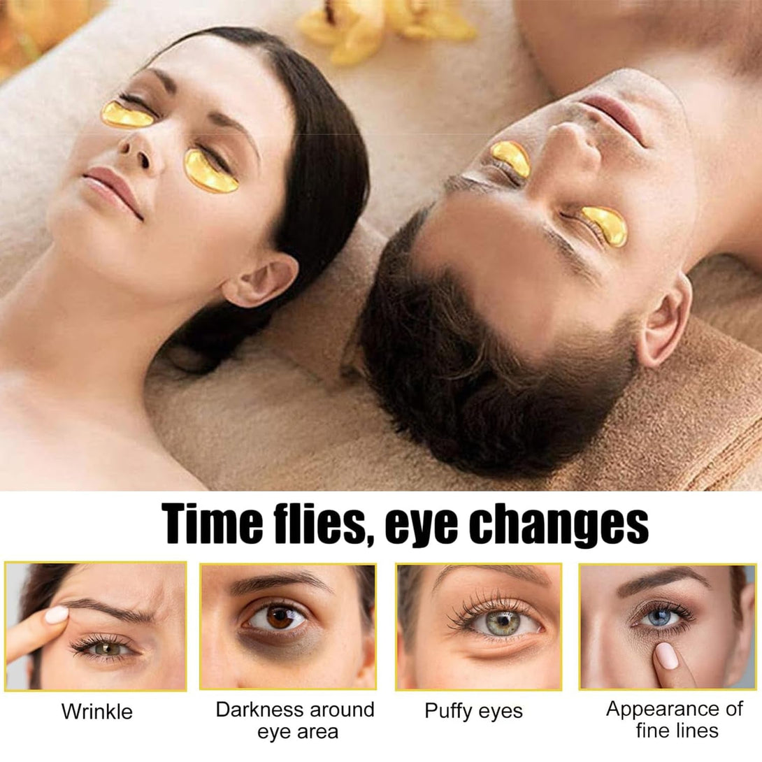 30 Pairs Lip Masks & Eye Masks, 24K Gold Gel Crystal Collagen Eye Pads, Moisturizing Lip Mask Crystal Lip Pads, under Eye Patches for Puffy Eyes, Dark Circles, Eye Bags, Wrinkles and Fine Lines
