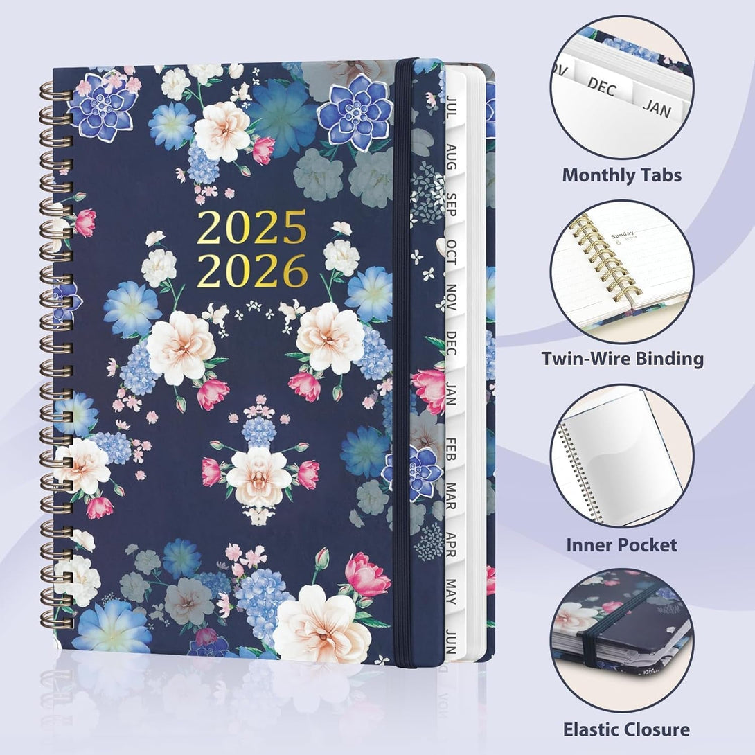 2025-2026 Academic Planner, July 2025 - June 2026, Weekly and Monthly Planning Book, Hard Cover Calendar Planner with Tabs, A5 (6.3" X 8.4"), School Organizer for Student Teacher
