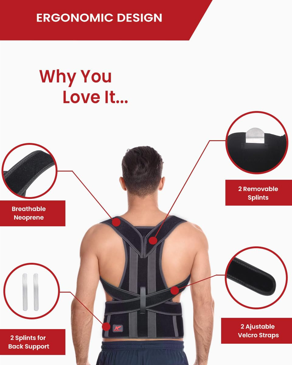 Back Brace Posture Corrector for Women and Men, Lower and Upper Back Pain Relief, Shoulder Straightener and Adjustable Full Back and Lumbar Support