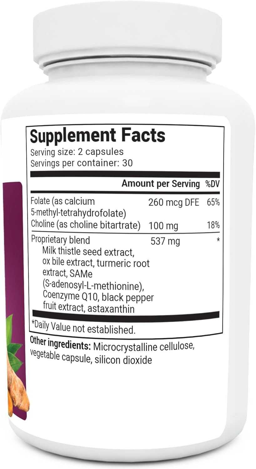 Dr. Berg Liver Cleanse Detox Capsules W/Unique Blend of Milk Thistle, Ox Bile & Folate - Liver Supplement Includes Turmeric, Black Pepper & Choline - 60 Capsules