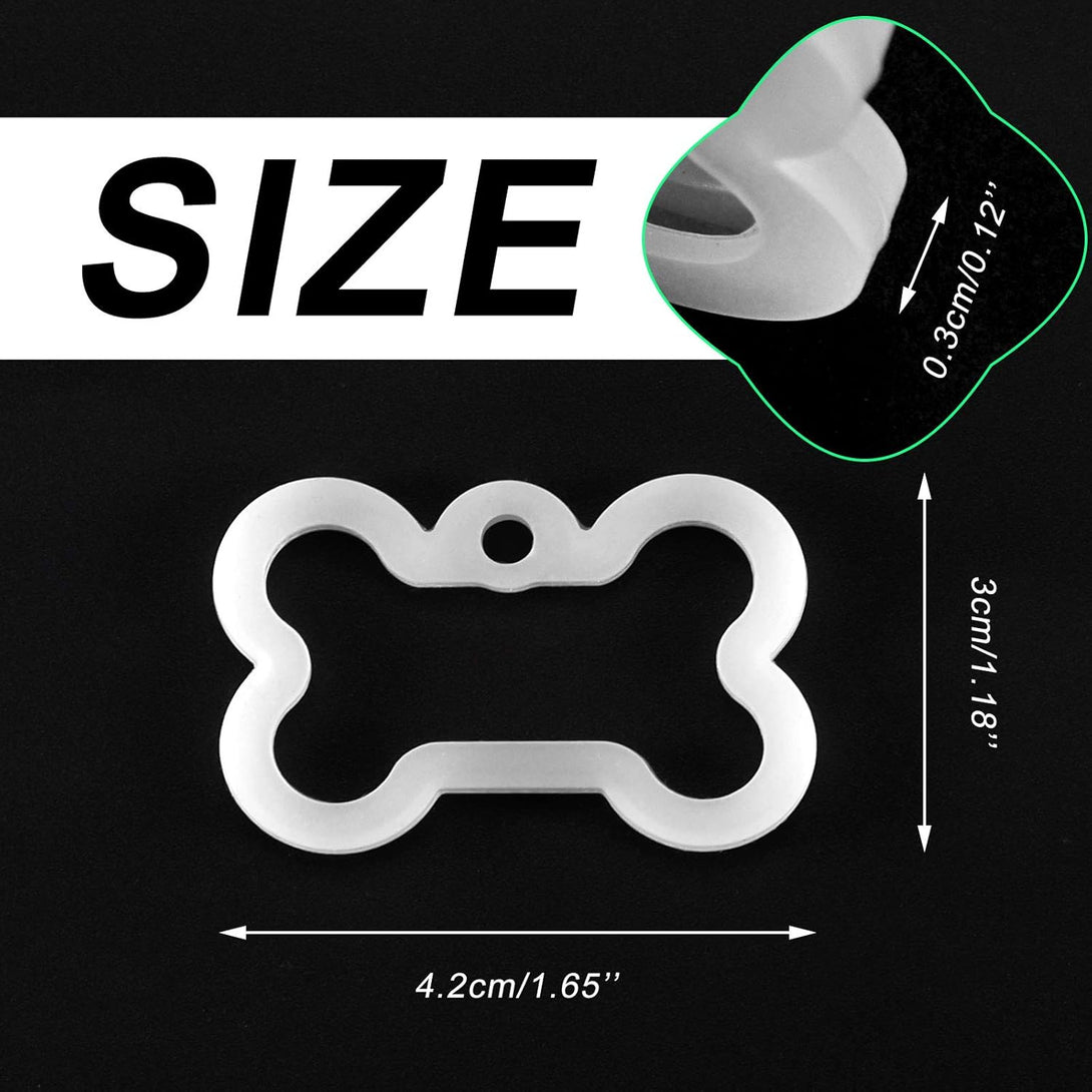 12 Pieces Silicone Dog Tags Big Silencer Dog Name Tag Silencer Pet Tag Silencer Glow in the Dark Glow Silencer to Quiet Noisy(Bone Shape)