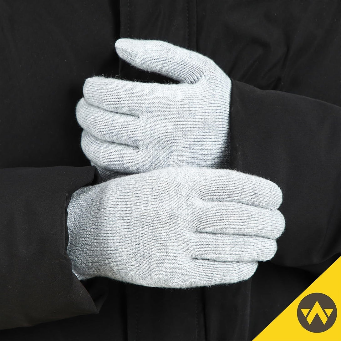 WANDER Gloves for Men Womens Lightweight Merino Wool Touchscreen Thermal Knit Running Winter Glove Liners