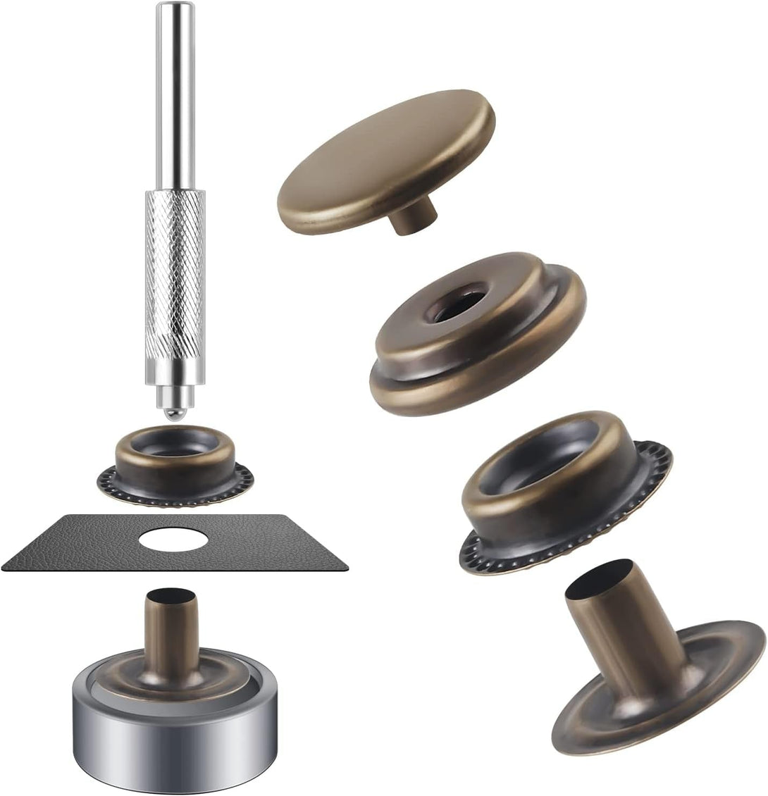 72 Pieces 15MM Snap Fastener Kit Tool Snap Button Kit Snaps for Leather Leather Snaps and Fasteners Kit for Leather Marine Grade Stainless Steel Snaps for Bag, Jeans, Clothes, Fabric