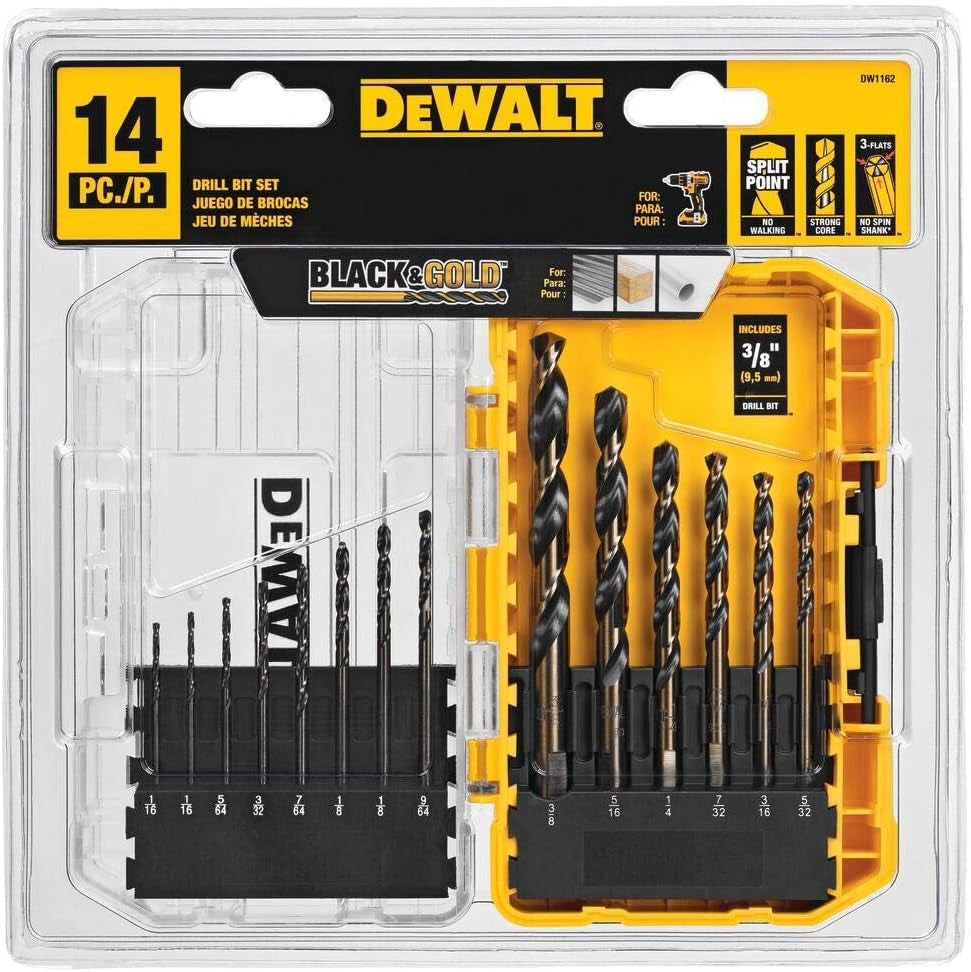 DEWALT DW1162 14-Piece Black Oxide Drill Bit Set