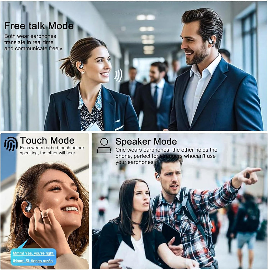 AI Translation Earbuds Real Time,Ows 3-In-1 Open-Ear Translating Ear Buds,144 Language Translator Earbuds with Ios & Android for Business and Learning - Black