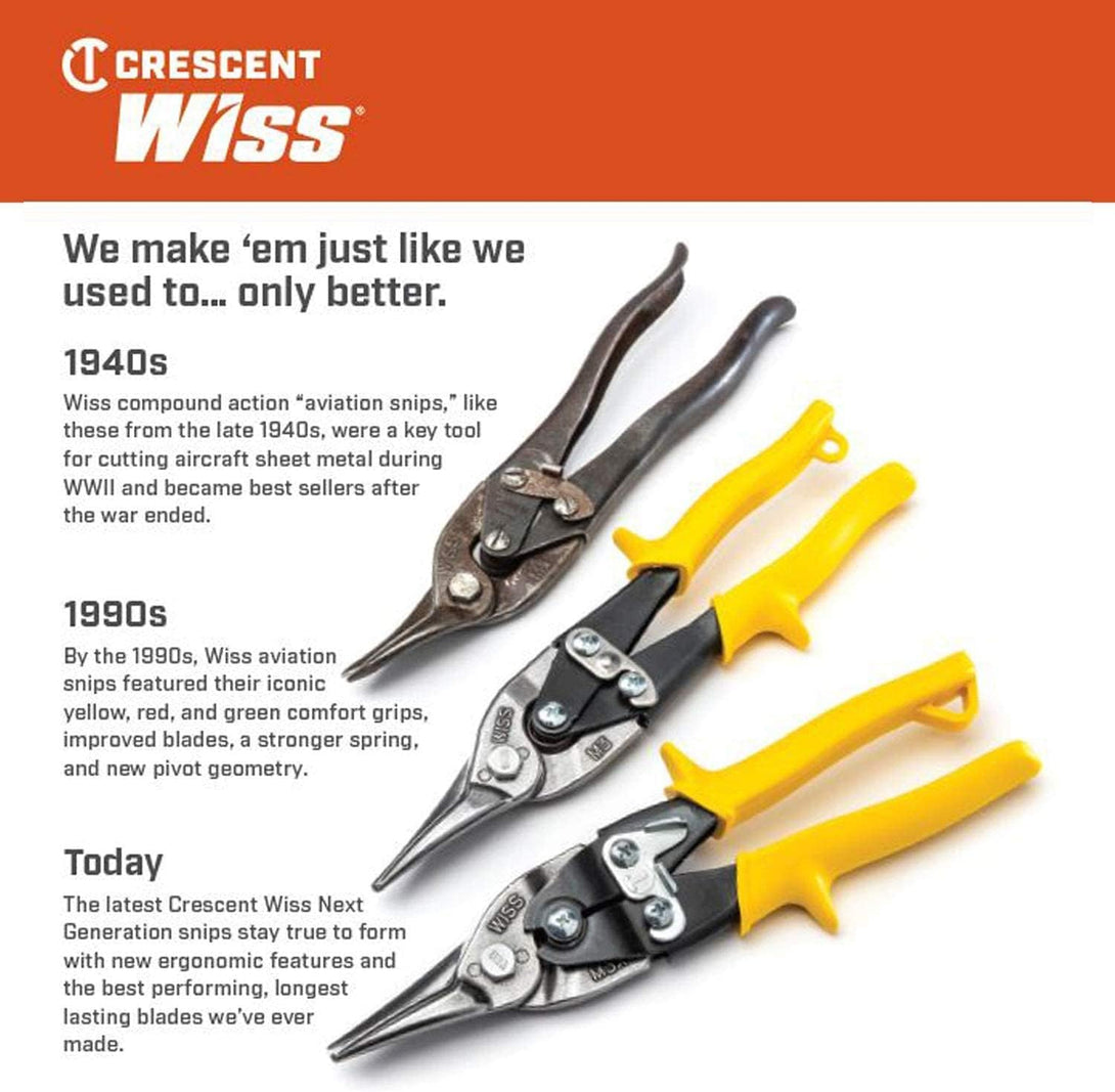 Crescent Wiss 9-3/4 Inch Metalmaster Compound Action Snips - Straight, Left and Right Cut - M3R