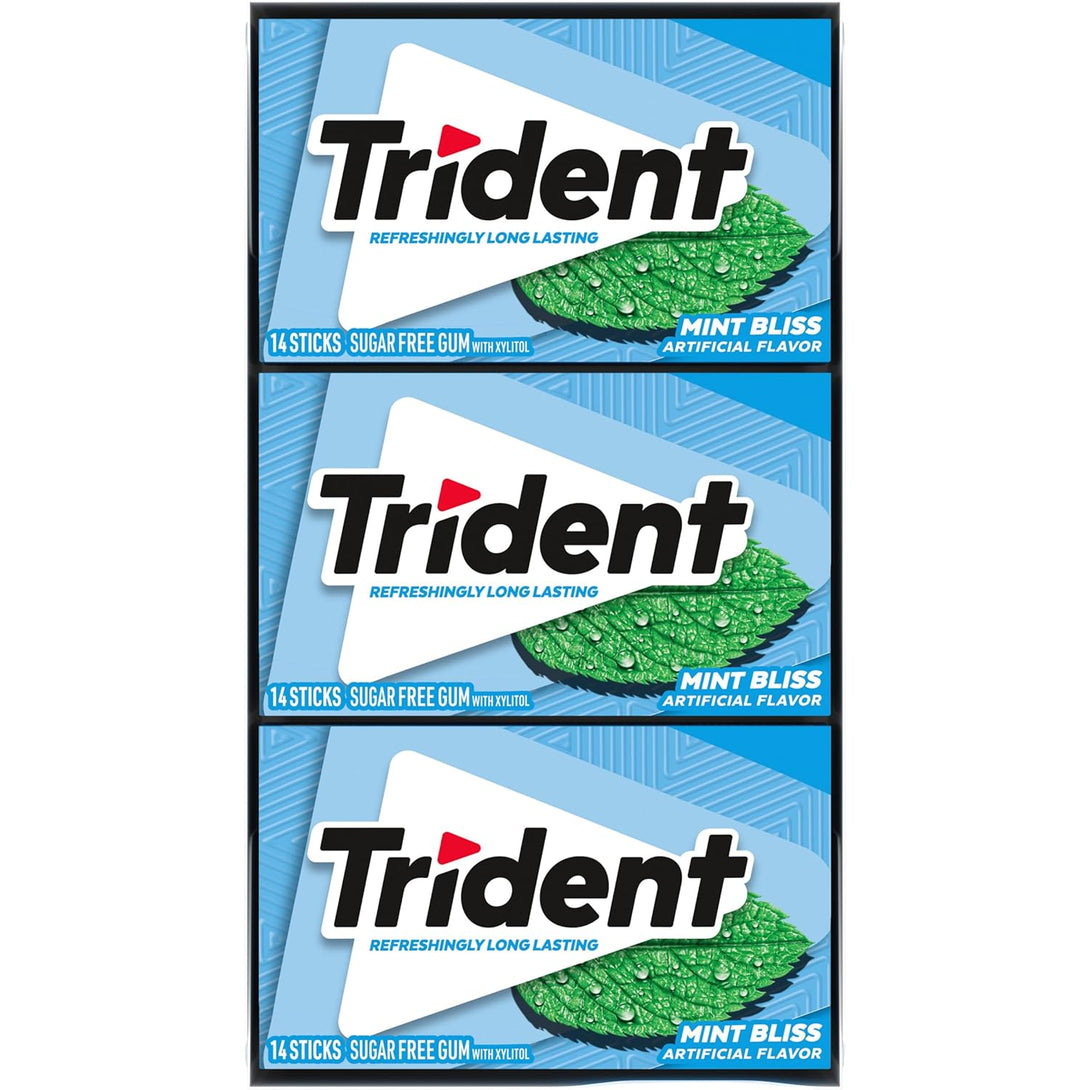 Trident Mint Bliss Sugar Free Gum, 12 Packs of 14 Pieces (168 Total Pieces)