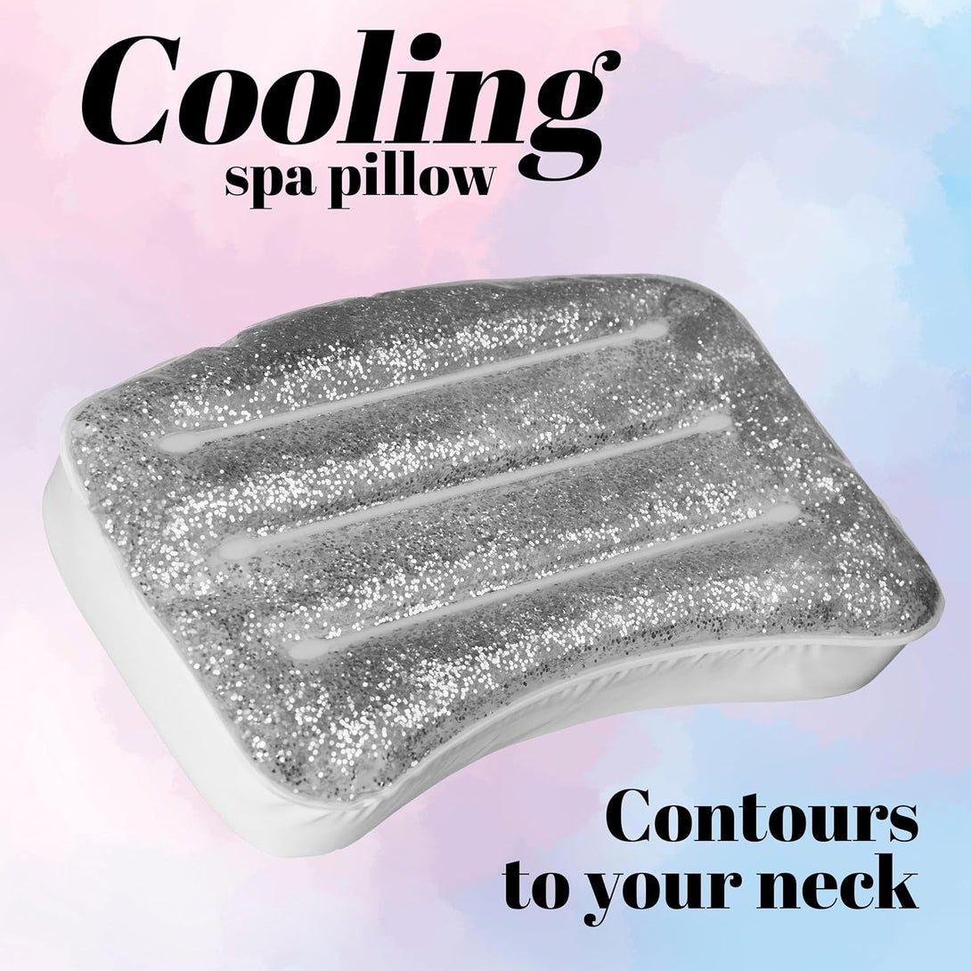 Spa Pillow with Glitter Gel - 1Pc Cooling Spa Pillow for Bathtub and Hot Tub Relaxation | Luxury Bath Products & Spa Accessories for Women