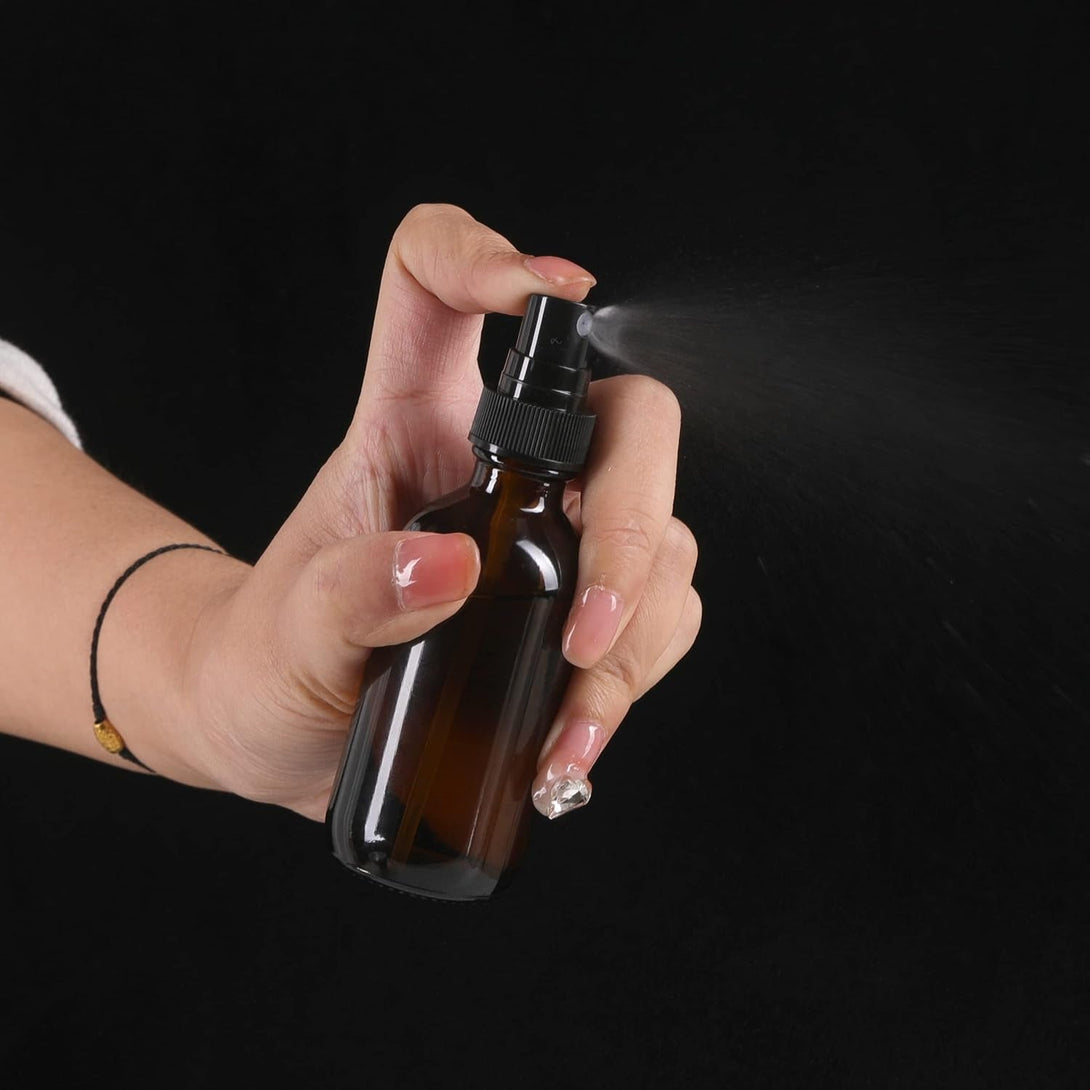 Amber Glass Small Spray Bottle 2 Oz 24 Packs,Fine Mist Sprayer Small Clear Bottles,Refillable Containers Mini Spray Bottles for Cleaning Solutions and Skin Care (Amber 24Pcs)