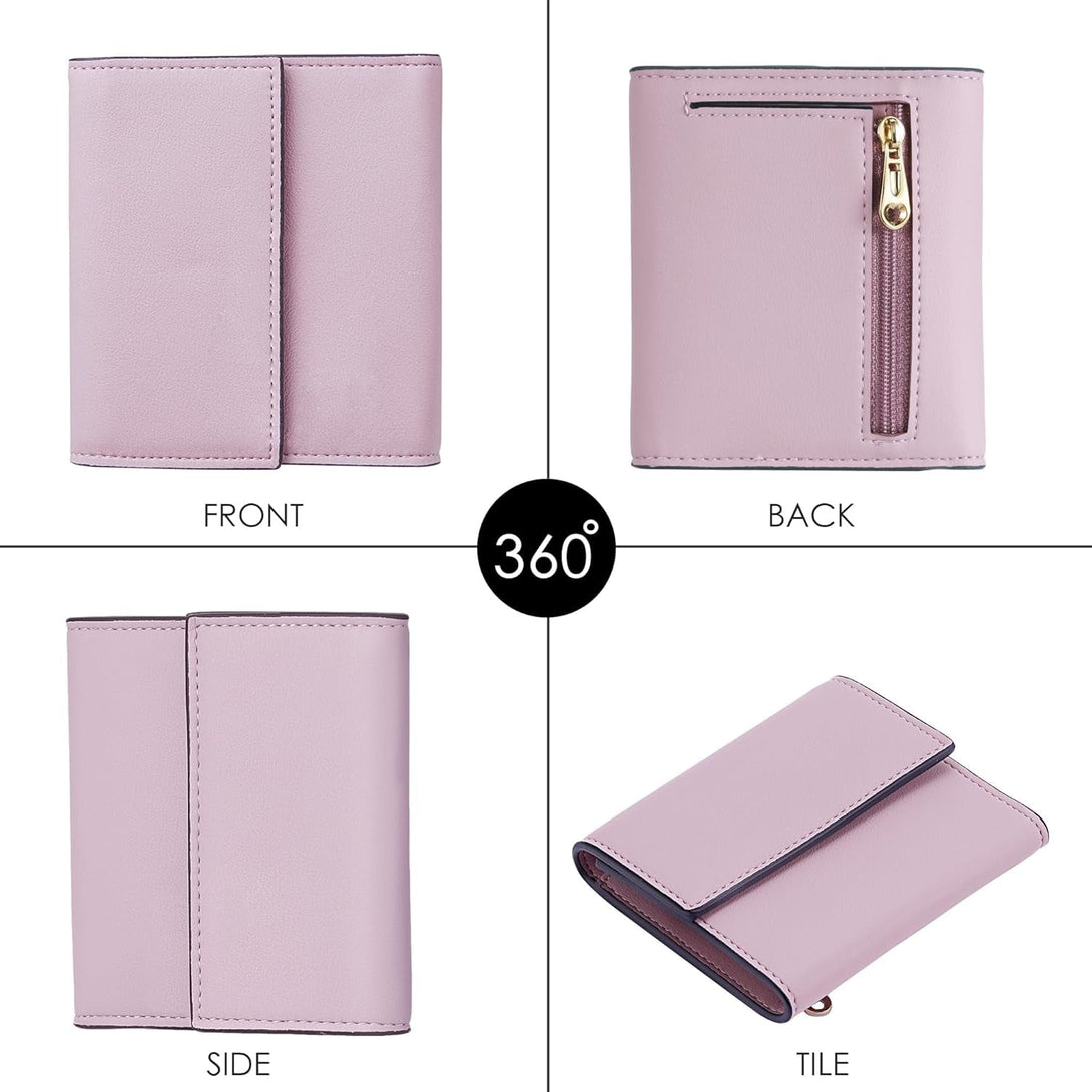 Travelambo RFID Blocking Wallet Women Small Womens Wallet Credit Card Holder Mini Compact Trifold Wallets for Women with Coin Pocket Zipper