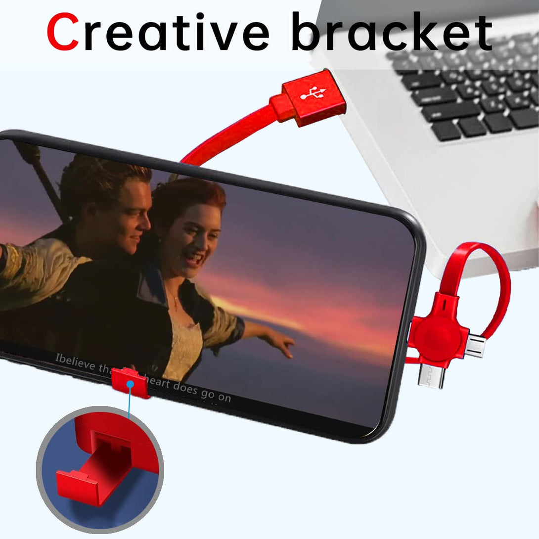 6 Pcs 3 in 1 Retractable Multi Charging Cable (3.28FT) with USB C/Micro USB/IP and Phone Holder, Festivals and Birthday Gift for Your Family and Friends, Compatible with Iphone/Android/Tablet