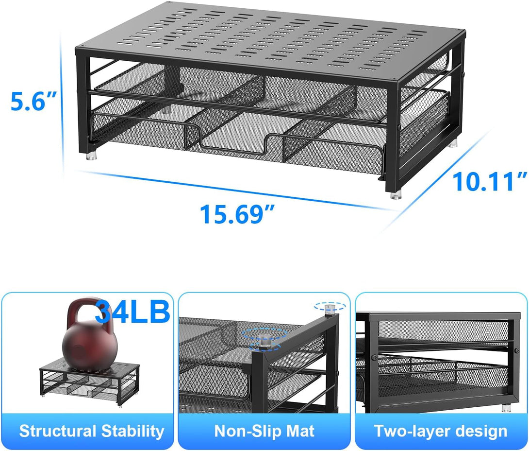 Gianotter Computer Monitor Stand Riser, Desk Organizers and Accessories with Drawer, Office Desk Accessories & Workspace Desktop Organizers Storage for Classroom Office Supplies (Black)